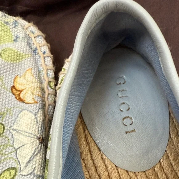 Gucci Floral Embroidered Espadrilles - Light Blue 36.5 - Picture 7 of 13